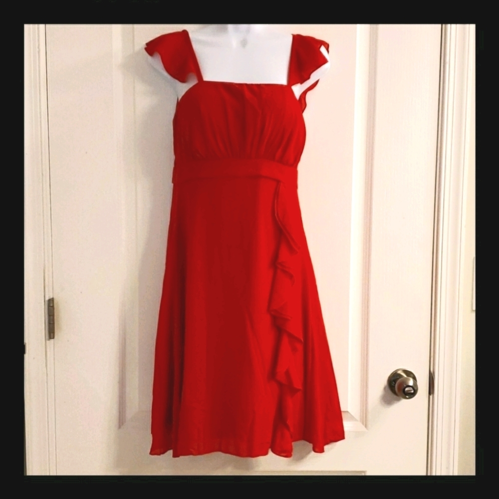 Ever Pretty Red Sheer Cocktail Dress 8 NWOT